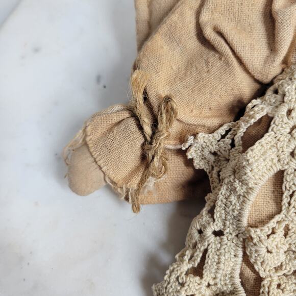 Vintage Folk Art Primitive Angel Doll 11" Handmade Crochet Christmas Ornament - Picture 10 of 12